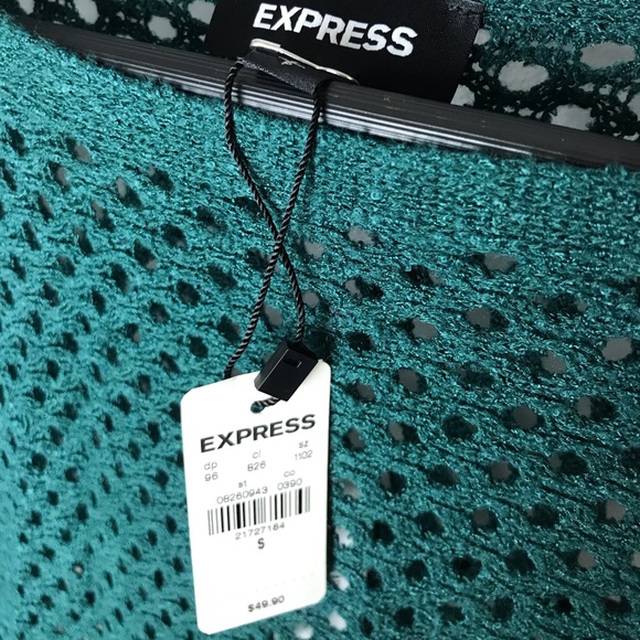 Open Knit Sweater Emerald Green Women’s S NWT Express - Picture 6 of 8